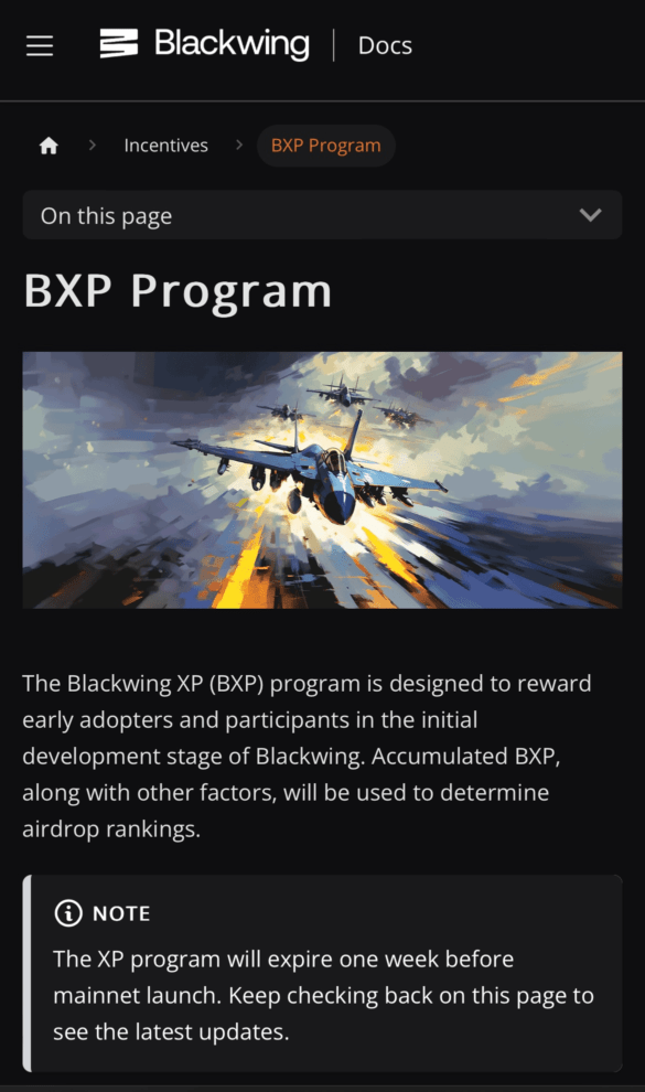 Airdrop BXP program Blackwing