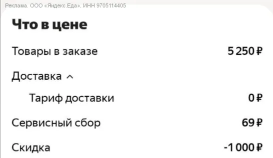 Промокод на скидку в Яндекс Еде