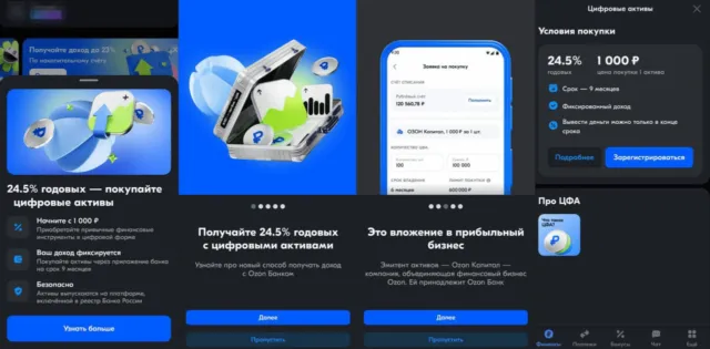 Инвестиции в ЦФА Озон-Банка 24,5%