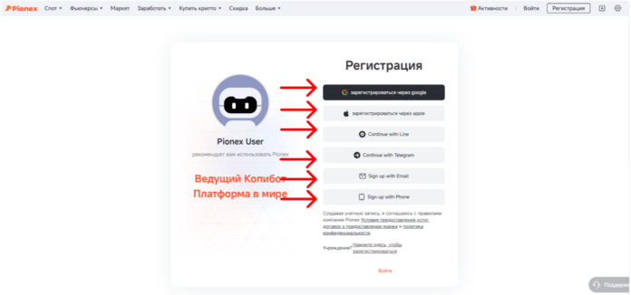 Pionex регистрация
